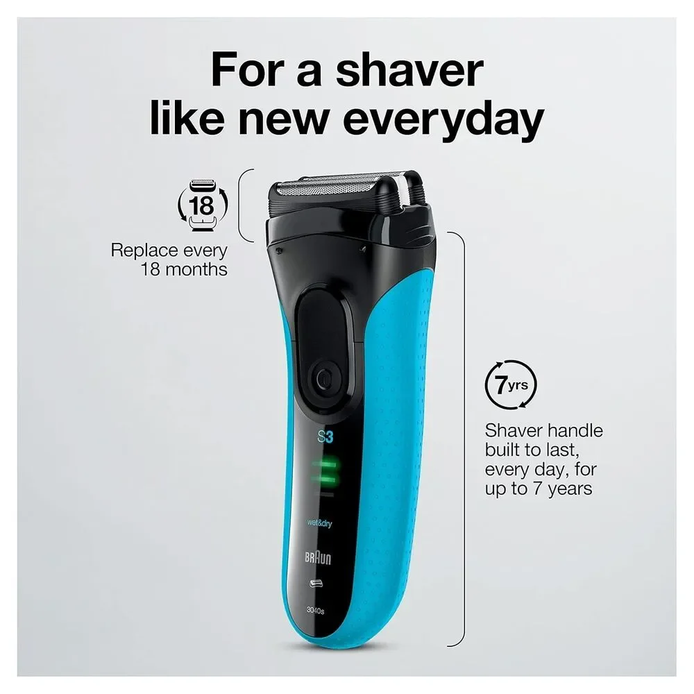 Braun Series 3 ProSkin Men's Electric Razor Trimmer Rechargeable 4pcs Open Box